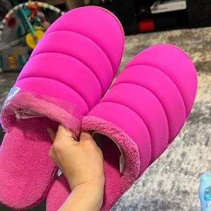 Pink fluffy slippers